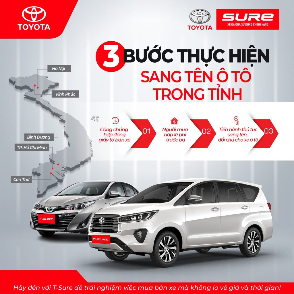 3 bước thực hiện sang tên xe ô tô cũ trong tỉnh Toyota Sure Mỹ Đình