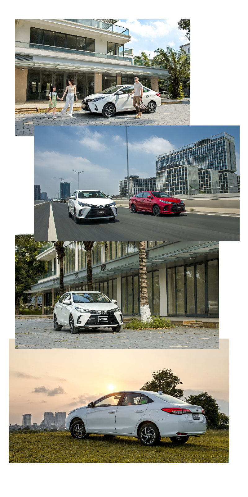hình ảnh xe Vios G 2023 màu trắng và màu đỏ