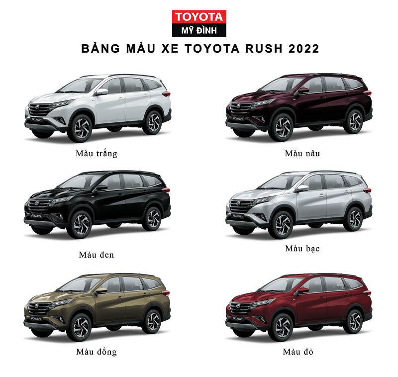 bảng màu xe Toyota Rush 2022 