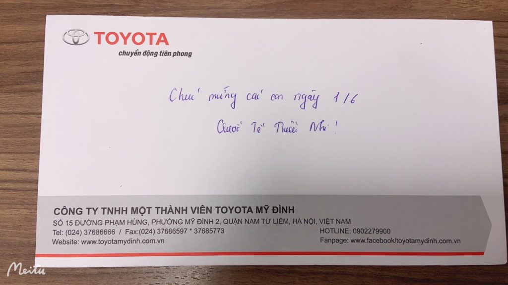 phong bì TOYOTA MỸ ĐÌNH CHÚC MỪNG NGÀY QUỐC TẾ THIẾU NHI 1/6