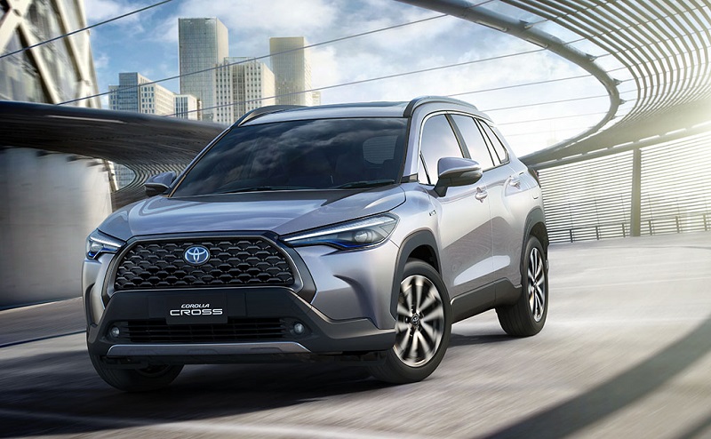 xe Toyota Cross 2022 1.8HV màu xanh xám