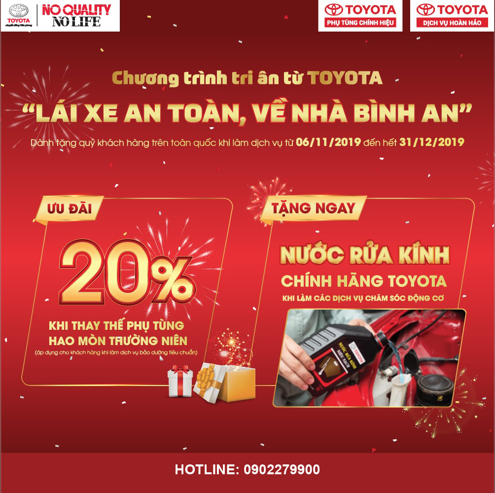 ưu đãi giảm 20% dịch vụ bảo dưỡng tiêu chuẩn Toyota Mỹ Đình