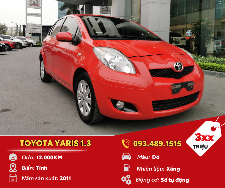 xe Yaris 2011 1.3 màu đỏ toyota sure mỹ đình
