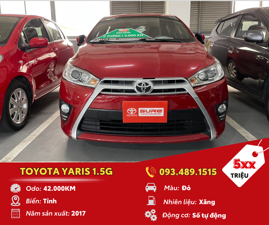xe Yaris 2017 1.5G màu đỏ toyota sure mỹ đình